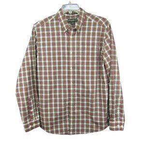 Eddie Bauer Wrinkle Resistant Relaxed Fit Red Green Plaid Button Down Shirt Sz L